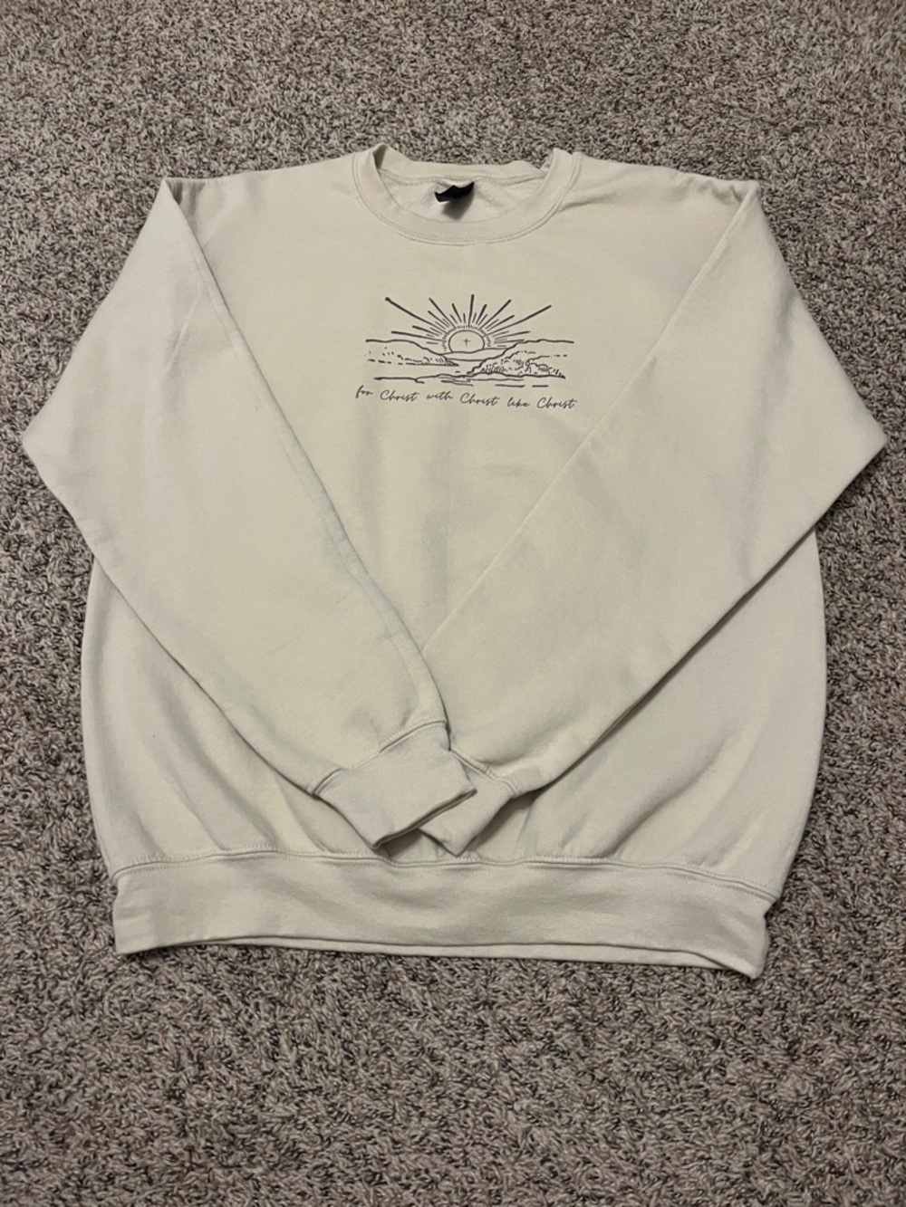 Gildan Cream Crewneck Sweatshirt with Sunrise Sketch